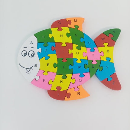 Wooden alphabet and number Chunky Jigsaw puzzles - Fish - EKT2258