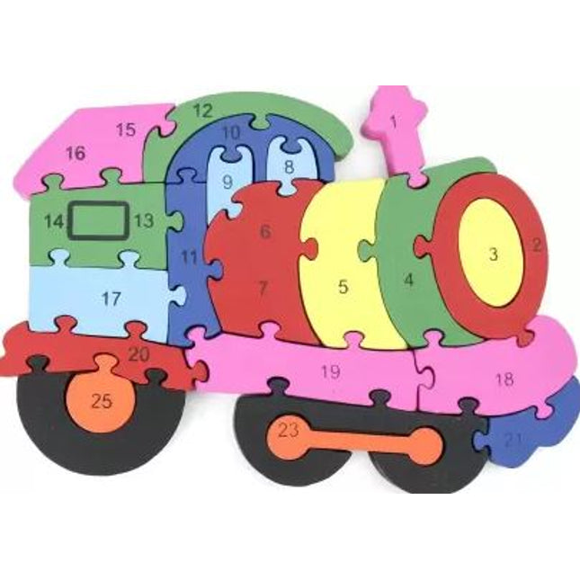 Wooden alphabet and number Chunky Jigsaw puzzles - 2 Wheel Engine - EKT2259