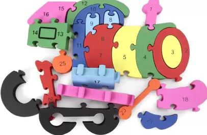 Wooden alphabet and number Chunky Jigsaw puzzles - 2 Wheel Engine - EKT2259