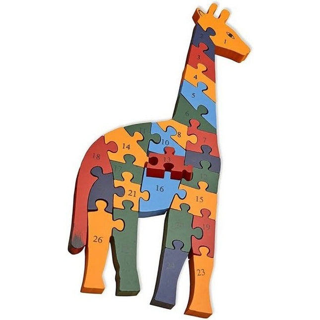 Wooden alphabet and number Chunky Jigsaw puzzles - Girafee - EKT2260