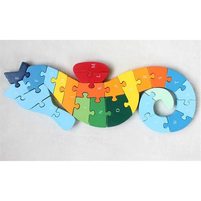 Wooden alphabet and number Chunky Jigsaw puzzles - Sea Horse - EKT2261