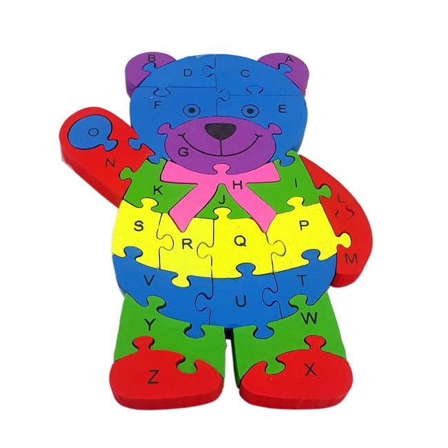 Wooden alphabet and number Chunky Jigsaw puzzles - Standing Bear - EKT2265