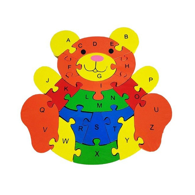 Wooden alphabet and number Chunky Jigsaw puzzles - Sitting Bear - EKT2266