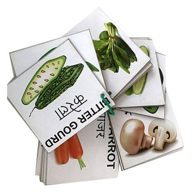 Extrokids Wooden Vegetables Flash Card- Set of 24 Cards - EKW0001B