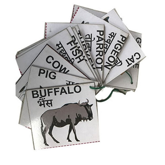 Extrokids Wooden Domestic Animals Flash Card- Set of 24 Cards - EKW0001D