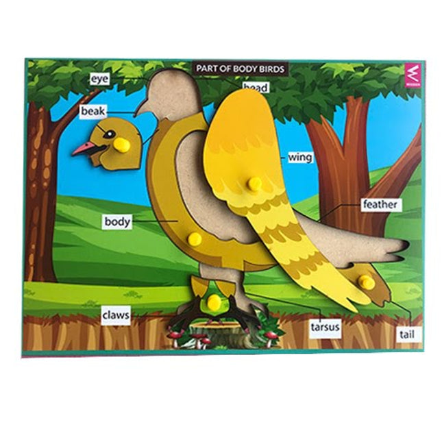 Extrokids Wooden Birds Parts Learning Puzzle - 12*9 inch - EKW0009
