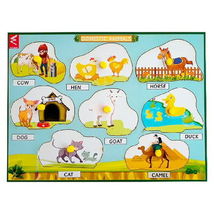 Extrokids Domestic Animals Learning Peg Board Puzzle 12*9 inch - EKW0019