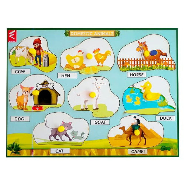 Extrokids Domestic Animals Learning Peg Board Puzzle 12*9 inch - EKW0019