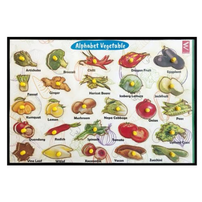 Extrokids Wooden Vegetables from A-Z Educational Knob Tray - EKW0035