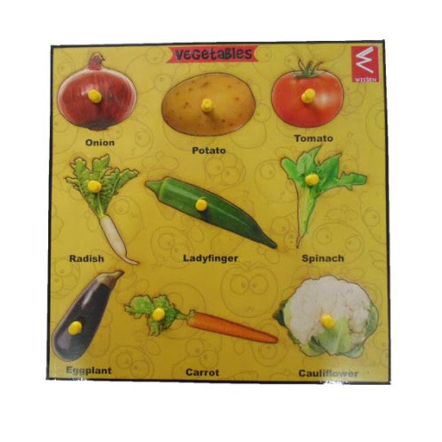 Extrokids Wooden Vegetable Learning Educational Knob Tray - EKW0036