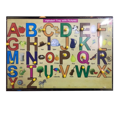 Extrokids Wooden Capital Alphabet Learning Educational Knob Tray -12*12 inch - EKW0041
