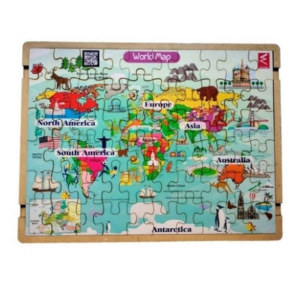 Extrokids Wooden World Map Jigsaw Puzzle â€“ 12 , 18 inch - EKW0042