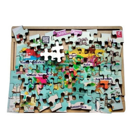 Extrokids Wooden World Map Jigsaw Puzzle â€“ 12 , 18 inch - EKW0042
