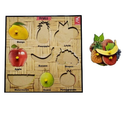 Extrokids Wooden Fruit Learning Educational Knob Tray - 12*12 inch - EKW0044