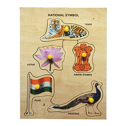 Extrokids Wooden National Symbols Learning Knob Educational tray -Economy-9*6 inch - EKW0045