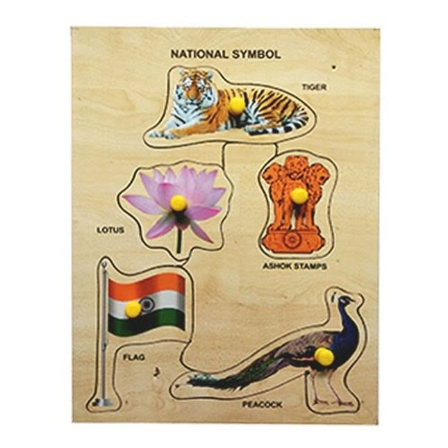 Extrokids Wooden National Symbols Learning Knob Educational tray -Economy-9*6 inch - EKW0045