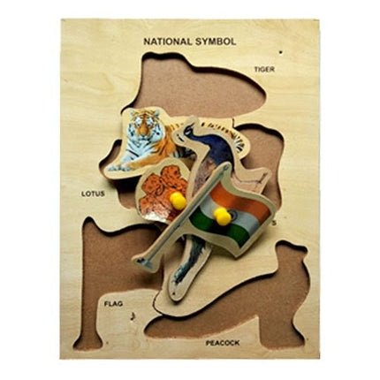 Extrokids Wooden National Symbols Learning Knob Educational tray -Economy-9*6 inch - EKW0045
