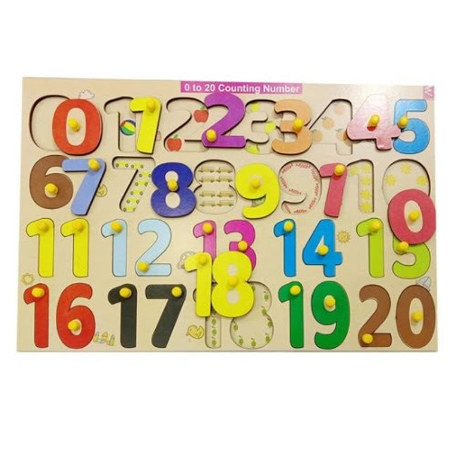 Extrokids Wooden Educational Numbers (0-20) Learning Educational Knob Tra-12*18 inch - EKW0047