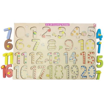 Extrokids Wooden Educational Numbers (0-20) Learning Educational Knob Tra-12*18 inch - EKW0047