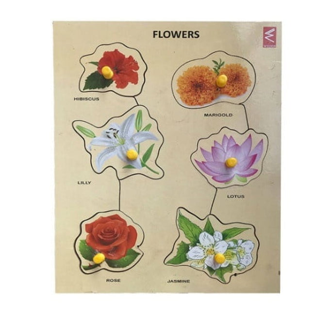 Extrokids Wooden Flower learning Educational Knob Tray - EKW0059
