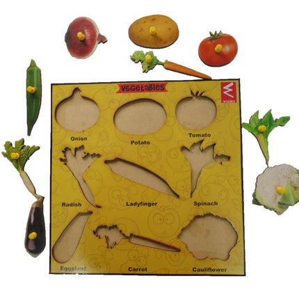 Wooden Vegetable Learning Educational Knob Tray - EKW0087