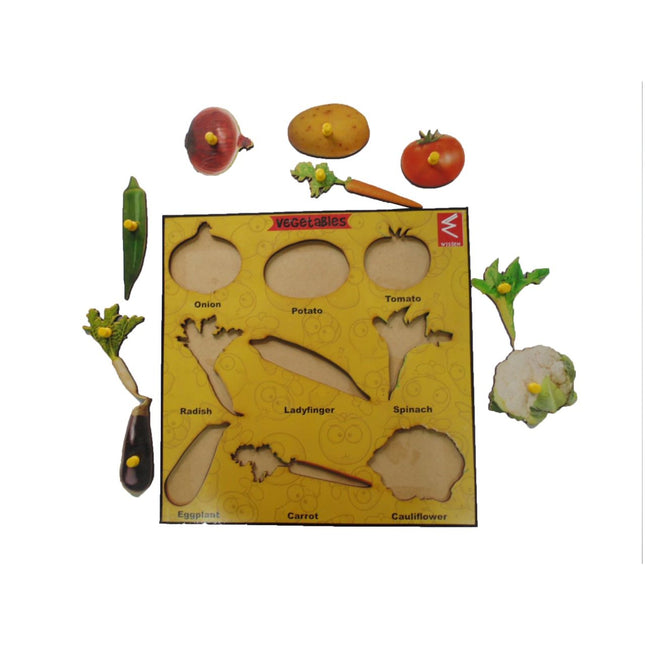 Wooden Vegetable Learning Educational Knob Tray - EKW0087