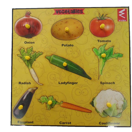 Wooden Vegetable Learning Educational Knob Tray - EKW0087