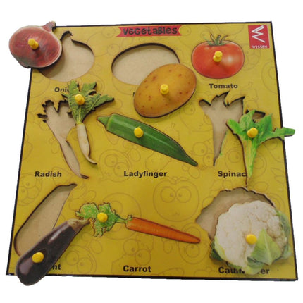 Wooden Vegetable Learning Educational Knob Tray - EKW0087