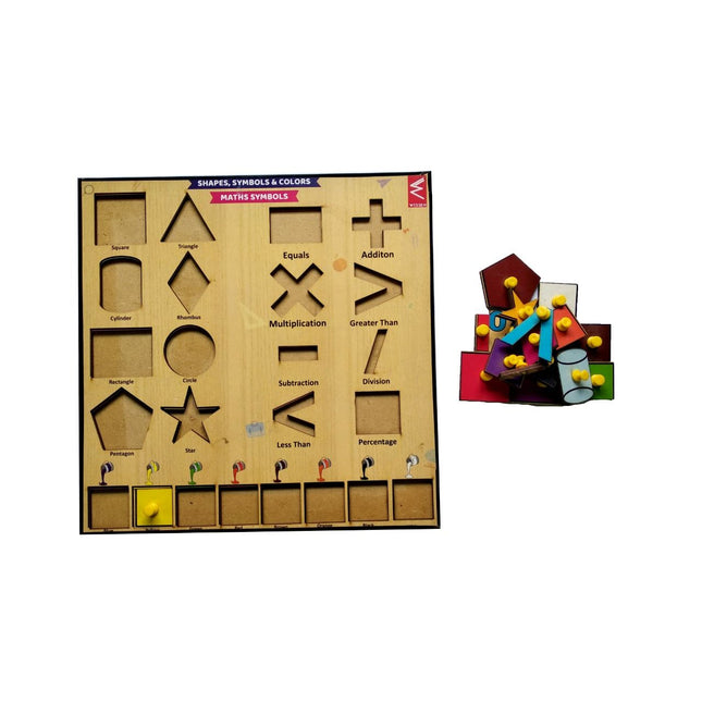 Shape Symbol and Colours Wooden Educational Puzzle-12*12 inch - EKW0090