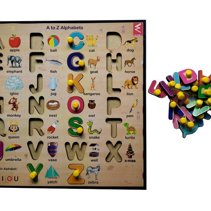 Wooden Capital Alphabet Learning Educational Knob Tray -12*12 inch - EKW0091