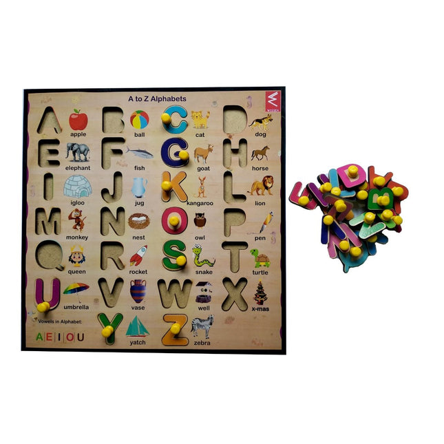 Wooden Capital Alphabet Learning Educational Knob Tray -12*12 inch - EKW0091