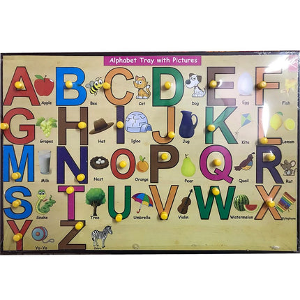 Wooden Capital Alphabet learning Educational Knob Tray-12*18 inch - EKW0094