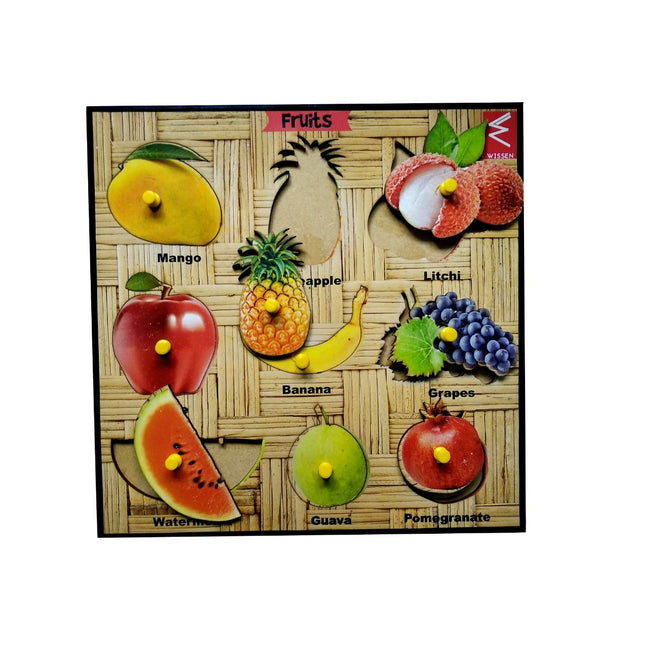 Wooden Fruit Learning Educational Knob Tray - EKW0096
