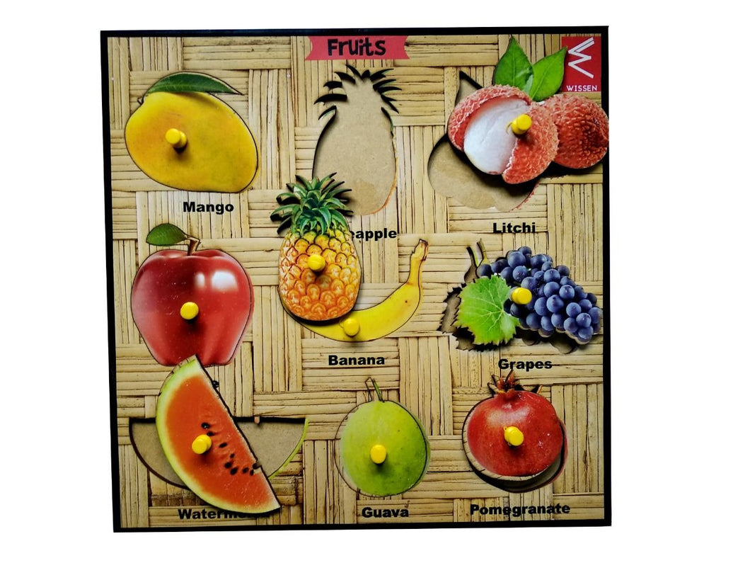 Wooden Fruit Learning Educational Knob Tray - EKW0096