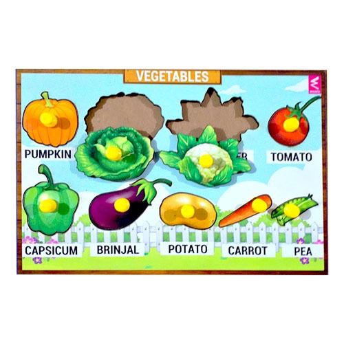 Wooden Vegetables Learning Knob Educational tray -Economy - EKW0114