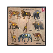 Load image into Gallery viewer, Wooden Wild Animals Educational learning Tray â€“ 12*12 inch
