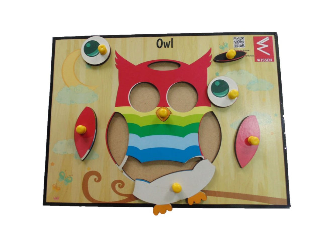 Owl Shape Learning Wooden Puzzle-12*9 inch - EKW0123