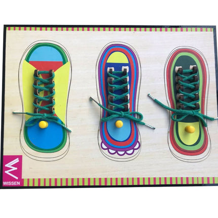 Shoe Lacing Educational Knob Tray - EKW0125