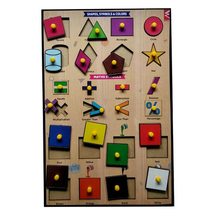 Shape Symbol and Colours Wooden Educational Puzzle-12*18 inch - EKW0126