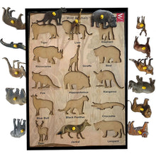 Load image into Gallery viewer, Wooden Wild Animals Educational Knob Tray-12*18 inch - EKW0127
