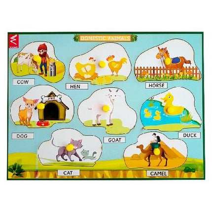 Domestic Animals Learning Peg Board Puzzle 12*9 inch - EKW0137
