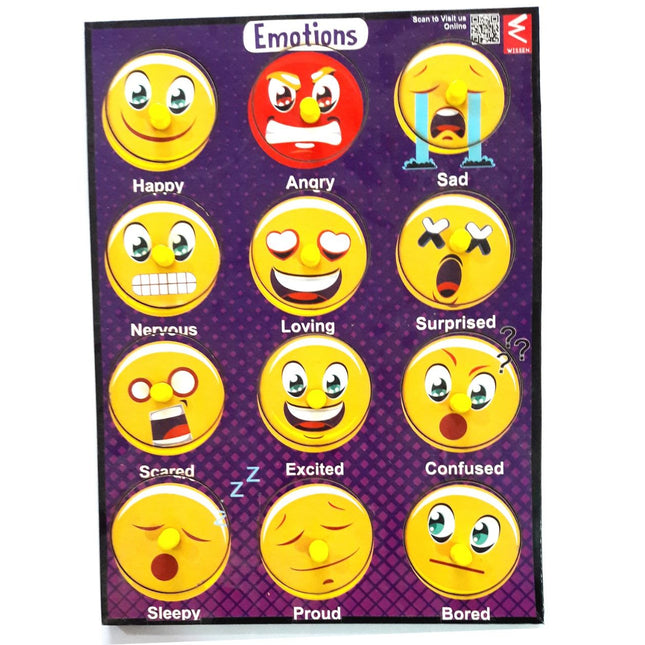 Wooden Emotions learning Educational Knob Tray-12*9 inch - EKW0139