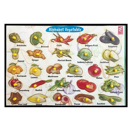Wooden Vegetables from A-Z Educational Knob Tray-12*18 inch - EKW0140