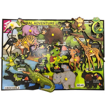 Load image into Gallery viewer, Wooden Educational Jungle theme Animal Learning Educational Knob Tray-12*18 inch - EKW0141
