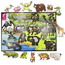 Load image into Gallery viewer, Wooden Educational Jungle theme Animal Learning Educational Knob Tray-12*18 inch - EKW0141
