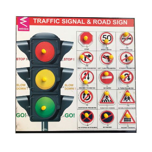 Wooden Traffic Signal & Signs learning Educational Knob Tray-12*12 inch - EKW0162