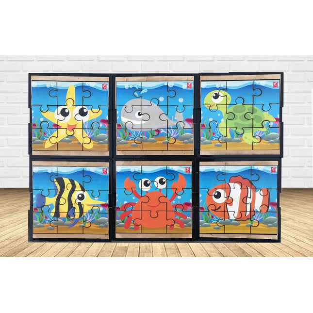 Wooden Jigsaw Aquatic Animal puzzle -4*4.5 inch-Set of 6 - EKW0169