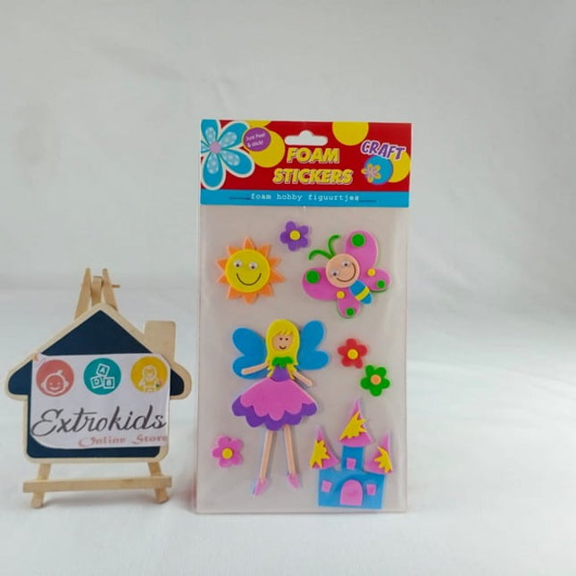Extrokids Foam Sticker Kids Resuable for Craft - Sun,Girl,Butterfly with Flowers - EKC1673