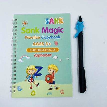 EXTROKIDS ORIGINAL Sank Magic Practice Copybook, Number Tracing Book for Preschoolers with Pen, Magic Calligraphy Copybook Set Practical Reusable Writing Tool Simple Hand Lettering (4 Books + 10 Refill) EKT2063