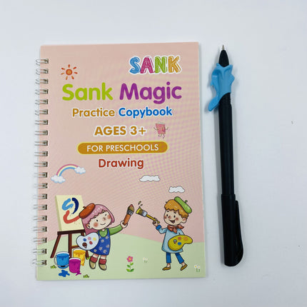 EXTROKIDS ORIGINAL Sank Magic Practice Copybook, Number Tracing Book for Preschoolers with Pen, Magic Calligraphy Copybook Set Practical Reusable Writing Tool Simple Hand Lettering (4 Books + 10 Refill) EKT2063